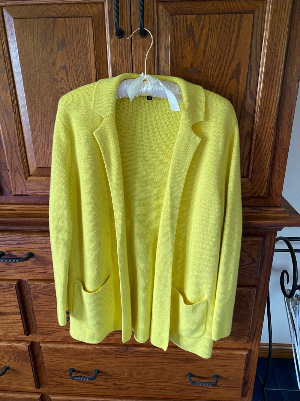 Women’s Open-Front Yellow Knit Blazer Jacket